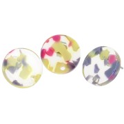 Clous d'oreilles ronds 15 mm en acétate - Terrazzo Vanille - Rose Pastel x2