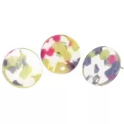 Clous d'oreilles ronds 15 mm en acétate - Terrazzo Vanille - Rose Pastel x2