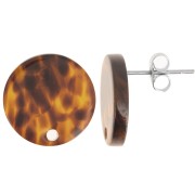 Clous d'oreilles ronds 15 mm en acétate - Terrazzo Marron - Noir x2|raw }}