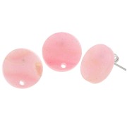 Clous d'oreilles ronds 15 mm en acrylique - Marbré rose pailleté x2