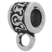 Tube métal attache breloques 7x6 mm argenté vieilli x4