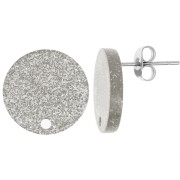 Clous d'oreilles ronds 15 mm en acrylique - Pailleté Argenté x2|raw }}