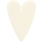 Pendentif coeur 34x24 mm en acrylique - Ecru x1