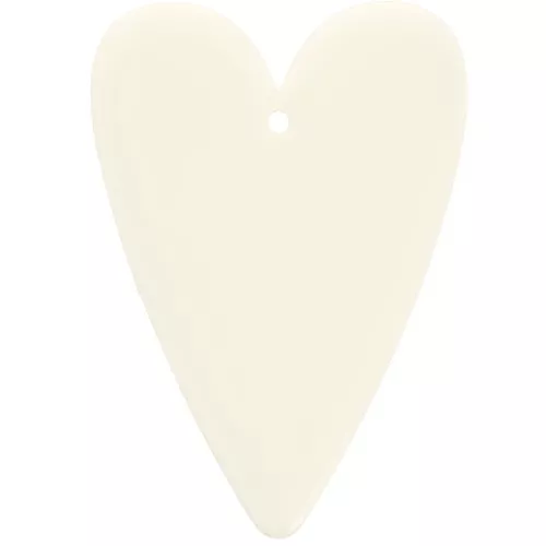 Pendentif coeur 34x24 mm en acrylique - Ecru x1