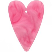 Pendentif coeur 34x24 mm en acrylique - Rose nacré x1|raw }}