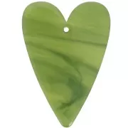 Pendentif coeur 34x24 mm en acétate transparent - Marbré Olive x1