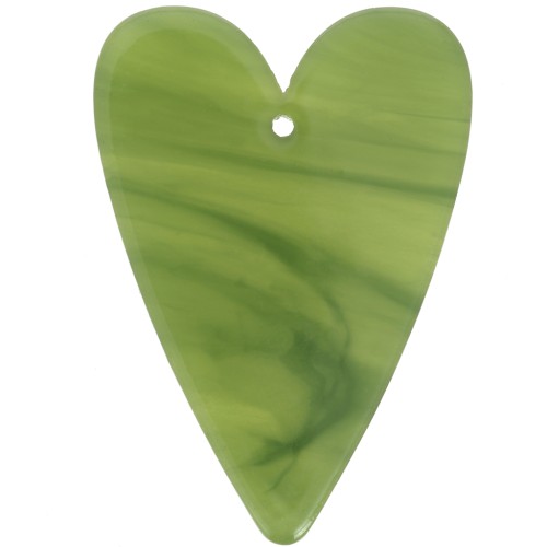 Pendentif coeur 34x24 mm en acétate transparent - Marbré Olive x1