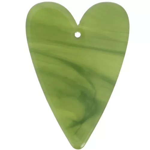 Pendentif coeur 34x24 mm en acétate transparent - Marbré Olive x1