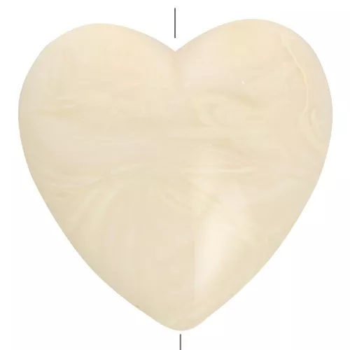 Perle coeur 17x18 mm en résine opaque - Crème marbré x1
