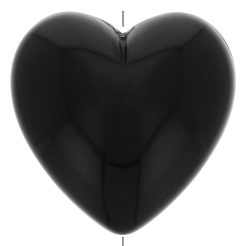 Perle coeur 17x18 mm en résine opaque - Noir x1
