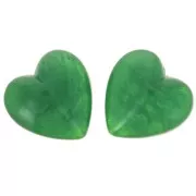 Perle coeur 17x18 mm en résine opaque - Vert marbré x1