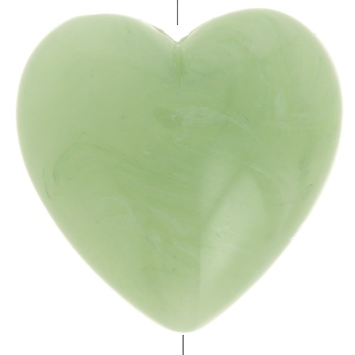 Perle coeur 17x18 mm en résine opaque - Lichen marbré x1