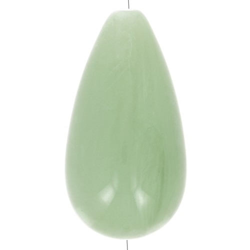 Perle poire en résine translucide 26x14 mm - Lichen marbré x1