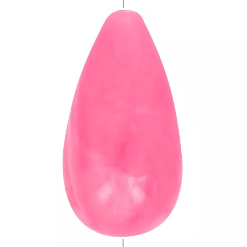 Perle poire en résine 26x14 mm - Rose vif marbré x1