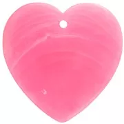 Pendentif coeur en résine opaque 36x36.5 mm - Rose vif marbré x1