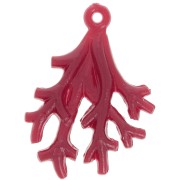 Pendentif corail  en résine opaque 31x23 mm - Rouge vif x1