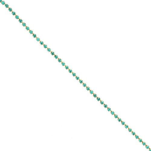 Chaîne en laiton strass en cristal taillé 2.10 mm - Doré -Blue Zircon x50cm