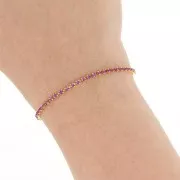 Chaîne en laiton strass en cristal taillé 2.10 mm - Doré - Fuchsia x50cm