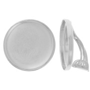 Boucles d'oreilles clips pour cabochon 15 mm Argenté x2|raw }}