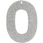 Pendentif ovale évidé 47x34 mm en acrylique - Pailleté Argenté x1