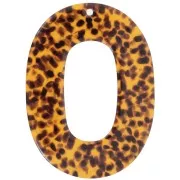 Pendentif ovale évidé 47x34 mm en acétate - Terrazzo Marron - Noir x1