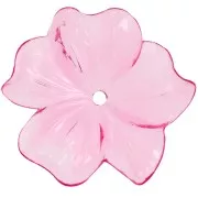 Pendentif Fleur  23 mm en résine transparente - Rose x1