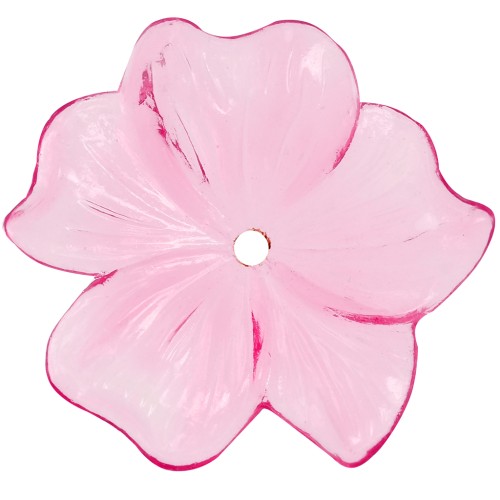 Pendentif Fleur  23 mm en résine transparente - Rose x1