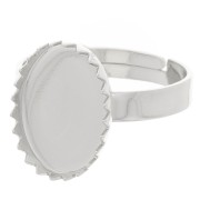 Bague réglable pour cabochon à fond plat 14x10 mm - Placage Argent fin x1
