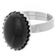 Bague réglable pour cabochon à fond plat 14x10 mm - Placage Argent fin x1