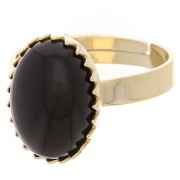 Bague réglable pour cabochon à fond plat 14x10 mm - Doré à l'or fin x1