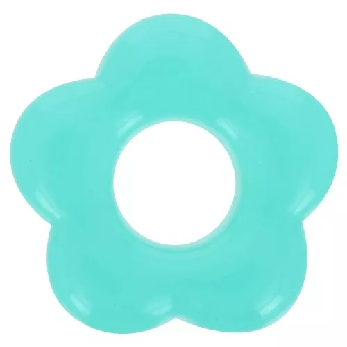 Pendentif fleur 20 mm en acrylique translucide - Bleu turquoise x1