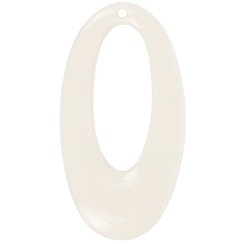 Pendentif ovale évidé en résine opaque 47x26 mm - Ivoire x1