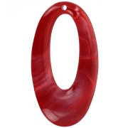 Pendentif ovale évidé en résine opaque 47x26 mm - Marbré rouge x1