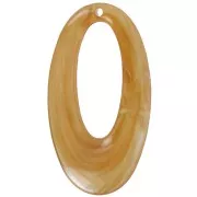 Pendentif ovale évidé en résine translucide 47x26 mm - Marbré ambre x1
