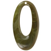 Pendentif ovale évidé en résine opaque 47x26 mm - Marbré olive x1|raw }}