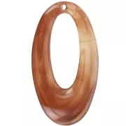Pendentif ovale évidé en résine translucide 47x26 mm - Marbré orange x1