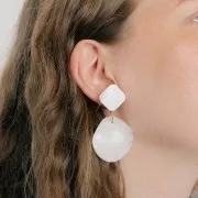 Cabochons losange en nacre 22x22 mm Naturel x2