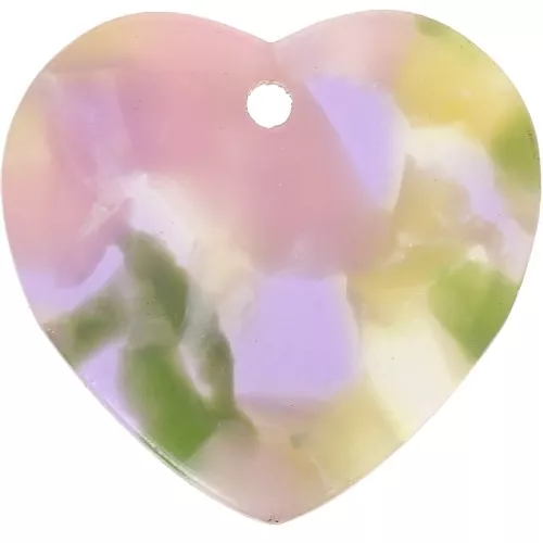 Sequin coeur 15x16.5 mm en acétate - Ecaille de tortue - Vert Violet  x1