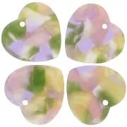 Sequin coeur 15x16.5 mm en acétate - Ecaille de tortue - Vert Violet  x1
