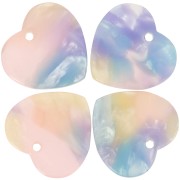 Sequin coeur 15x16.5 mm en acétate - Ecaille de tortue Bleu - Rose x1