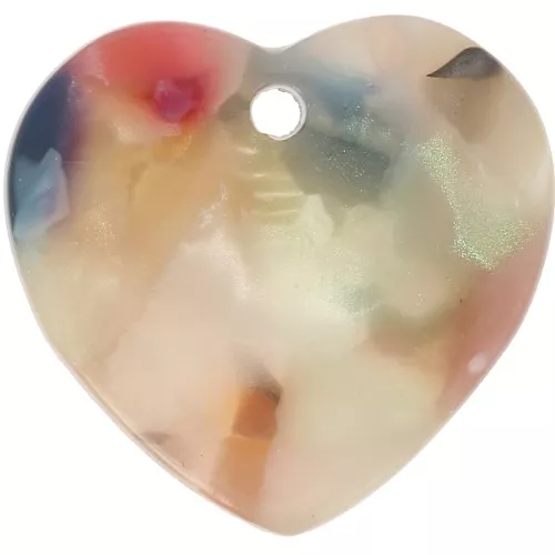 Sequin coeur 15x16.5 mm en acétate - Ecaille de tortue - Beige - Multicolore x1