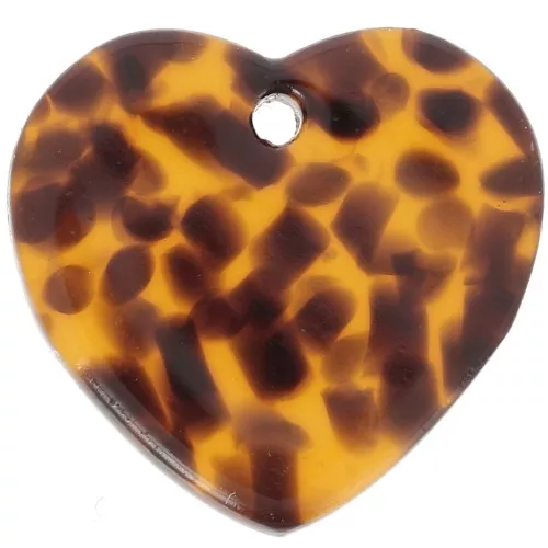 Sequin coeur 15x16.5 mm en acétate - Terrazzo Marron - Noir x1