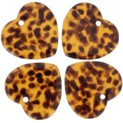 Sequin coeur 15x16.5 mm en acétate - Terrazzo Marron - Noir x1