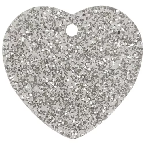 Sequin coeur 15x16.5 mm en acrylique - Pailleté argenté x1