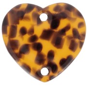 Intercalaire coeur 15x16.5 mm en acétate - Terrazzo Marron - Noir x1|raw }}