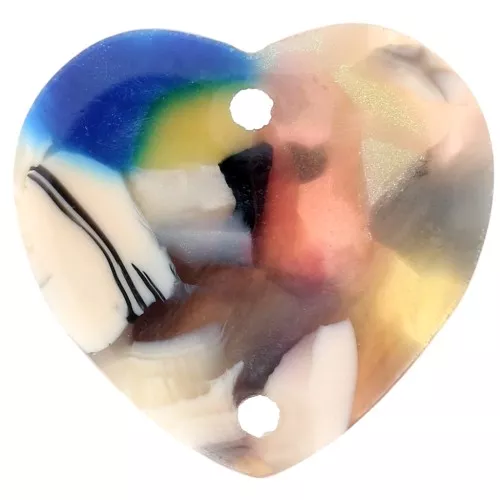 Intercalaire coeur 15x16.5 mm en acétate - Ecaille de tortue - Beige - Multicolore