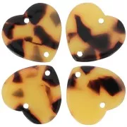 Intercalaire coeur 15x16.5 mm en acétate - Ecaille de tortue - Marron - Noir x1