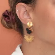 Intercalaire coeur 15x16.5 mm en acétate - Ecaille de tortue - Marron - Noir x1