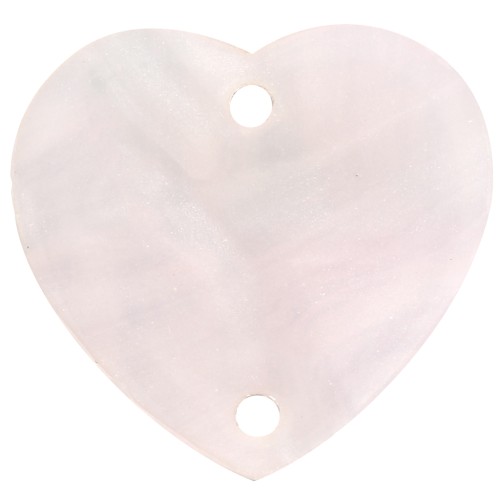 Intercalaire coeur 15x16.5 mm en acétate - Light rose nacré x1
