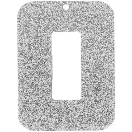 Pendentif rectangle évidé 40x30 mm en acrylique - Pailleté argenté x1